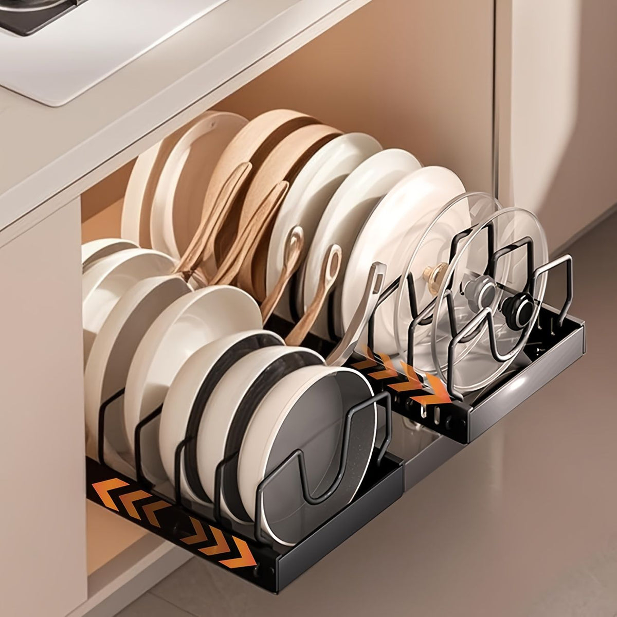 Sliding Lid Pull-Out Pot and Pan Storage Box