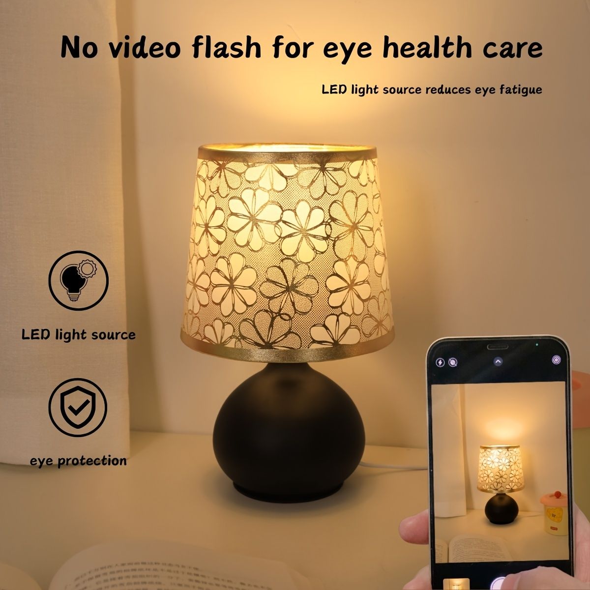 Vintage Fabric Table Lamp with Switch Button