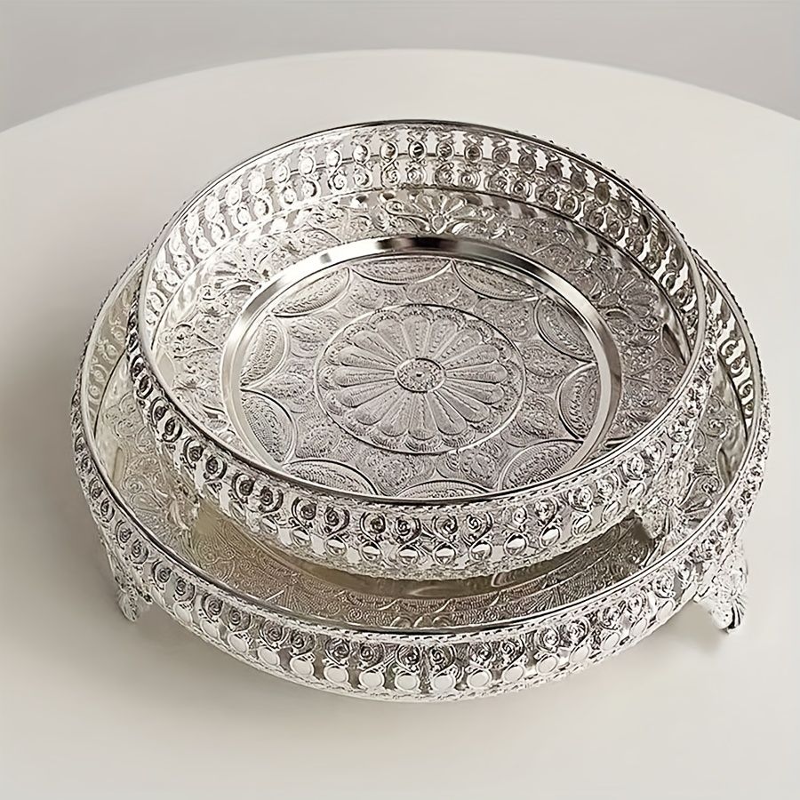 Flower-Shaped Metal Decorative Fruit Bowl and Service Plate