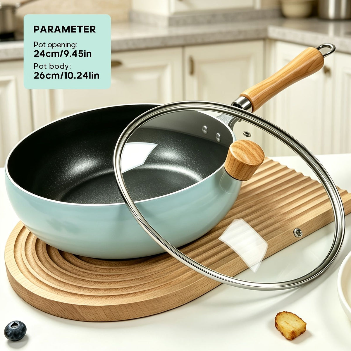 Japanese Large-Bellied Non-Stick Wok with Heat-Resistant Handle