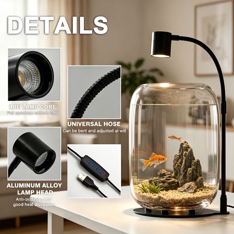 Open Top Glass Terrarium with USB Growth Light