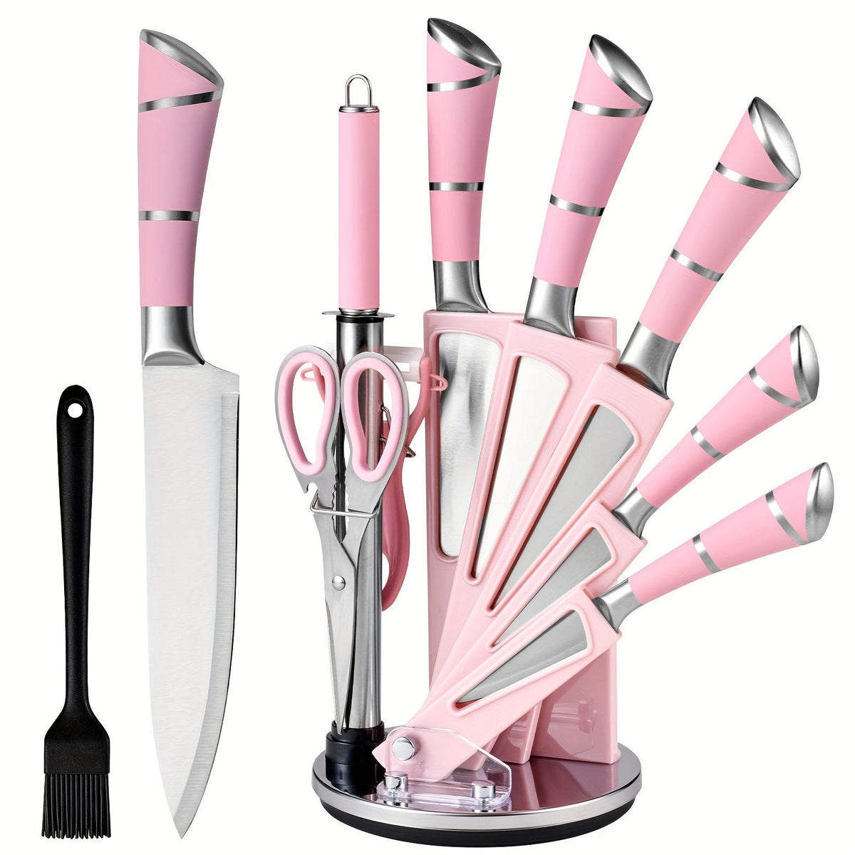 9 Piece Kitchen Knife Set with Built-In Sharpener Block