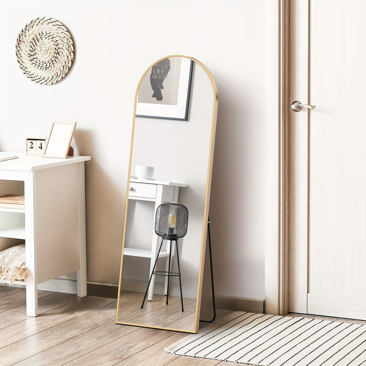 Arched Full Body Floor Mirror with Stand