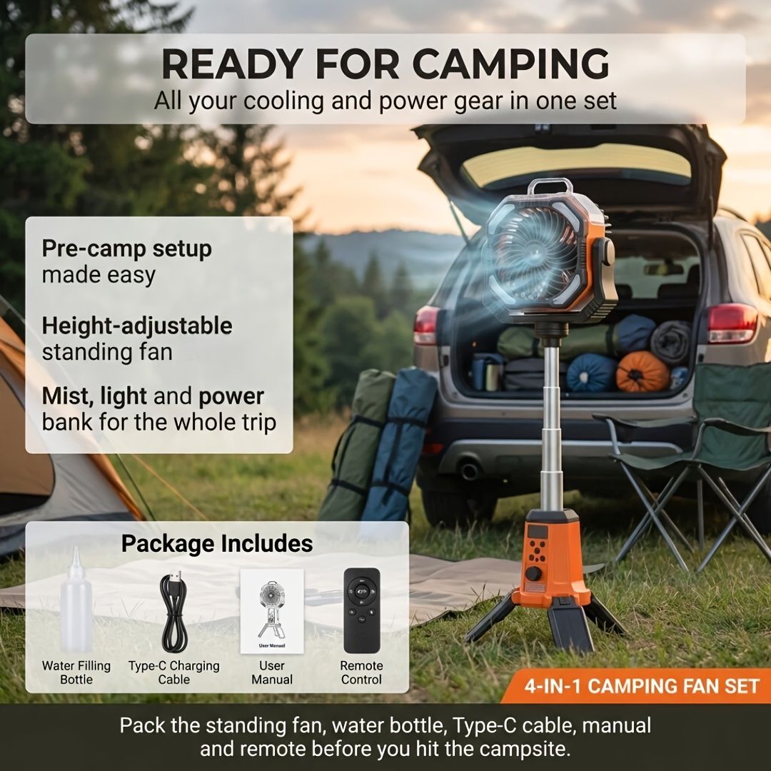 Portable Camping Fan Humidifier Lantern Power Bank