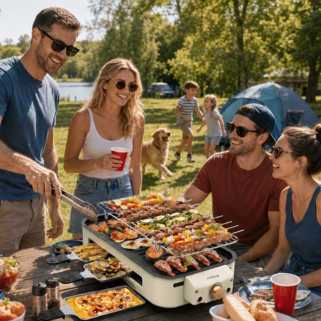 Electric BBQ Grill Nonstick Adjustable Temperature
