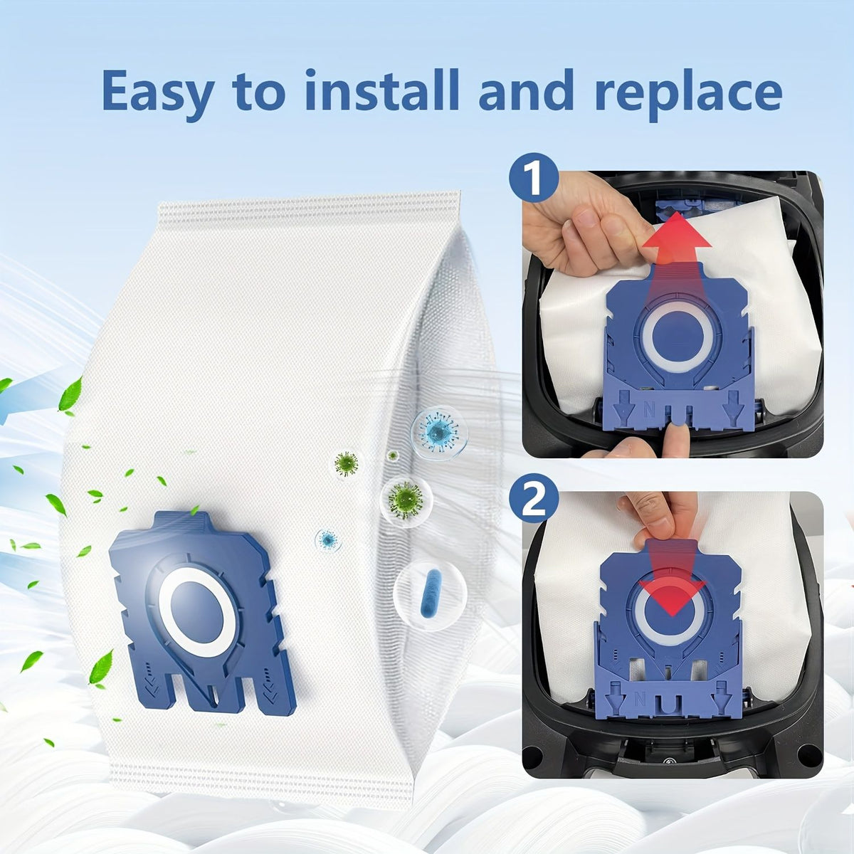 12 Pack Vacuum Bags with 8 Filters for Miele C1 C2 C3