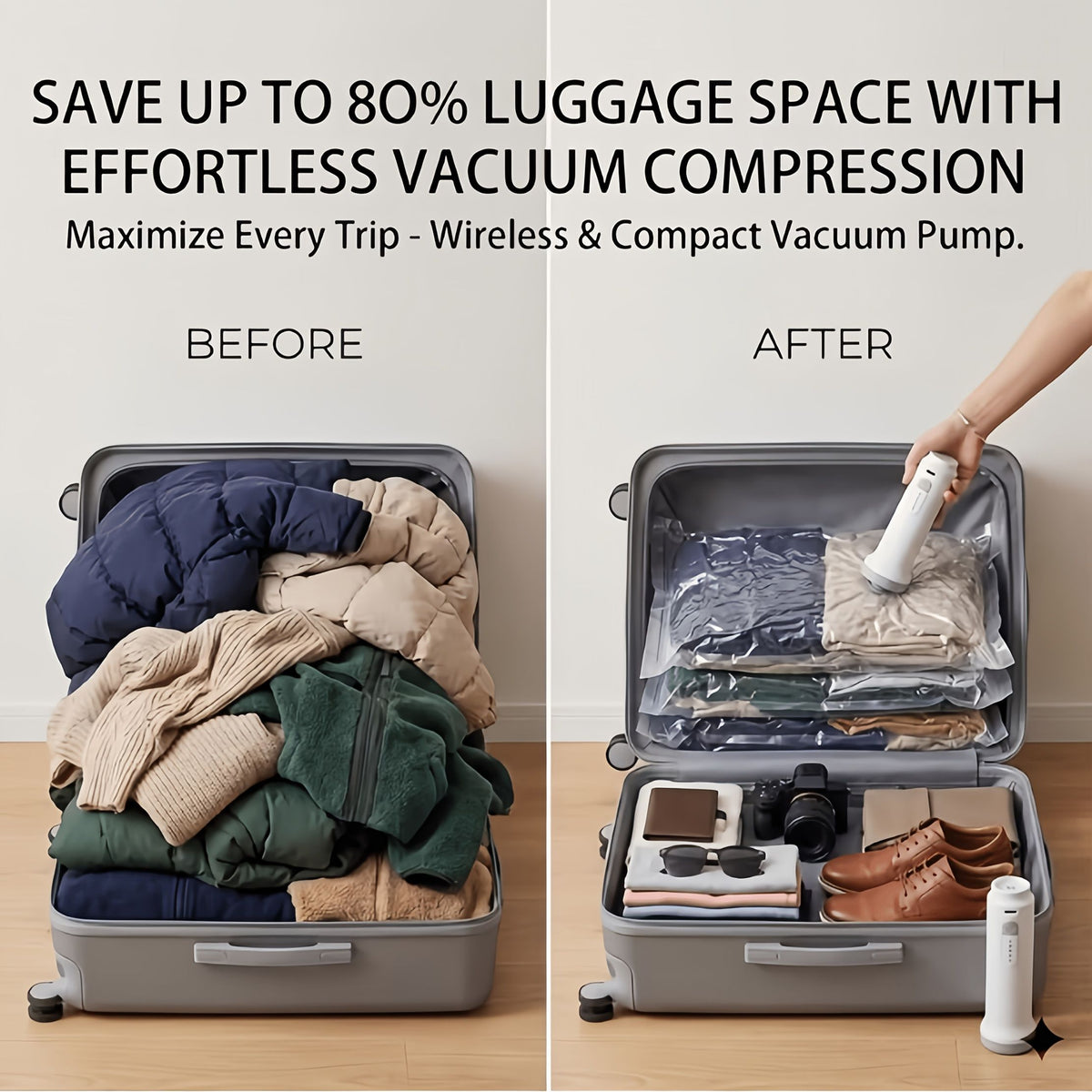 5-Piece Vacuum Storage Bag Set with Electric Air Pump