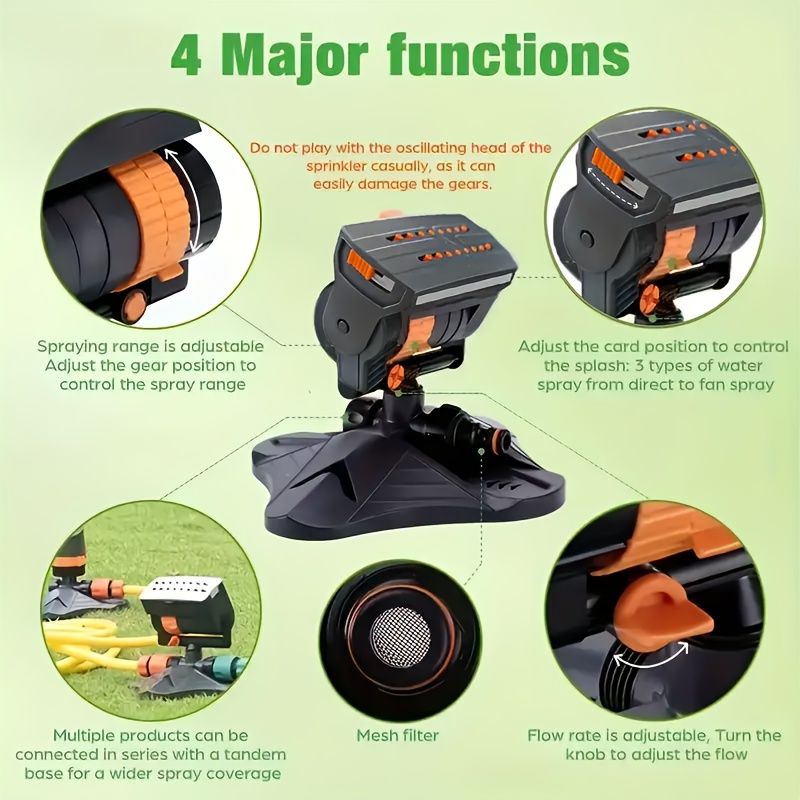 Automatic Oscillating Garden Sprinkler with 16 Nozzles