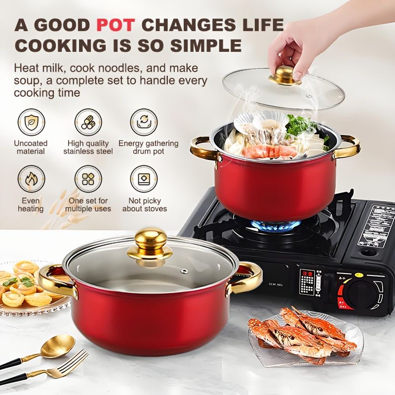 12-Piece Stainless Steel Cookware Set with Saucepans and Wok