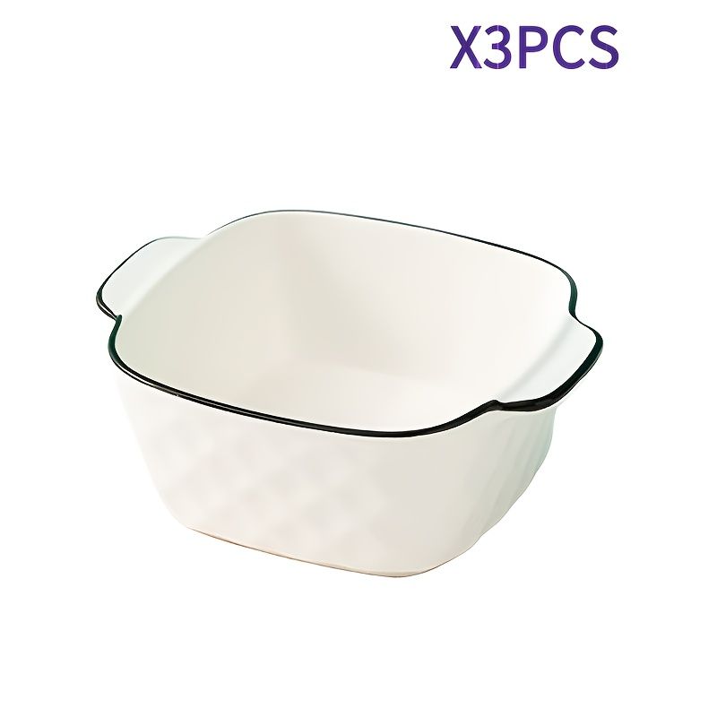 Square Ceramic Baking Dishes Set of 3 with Handles