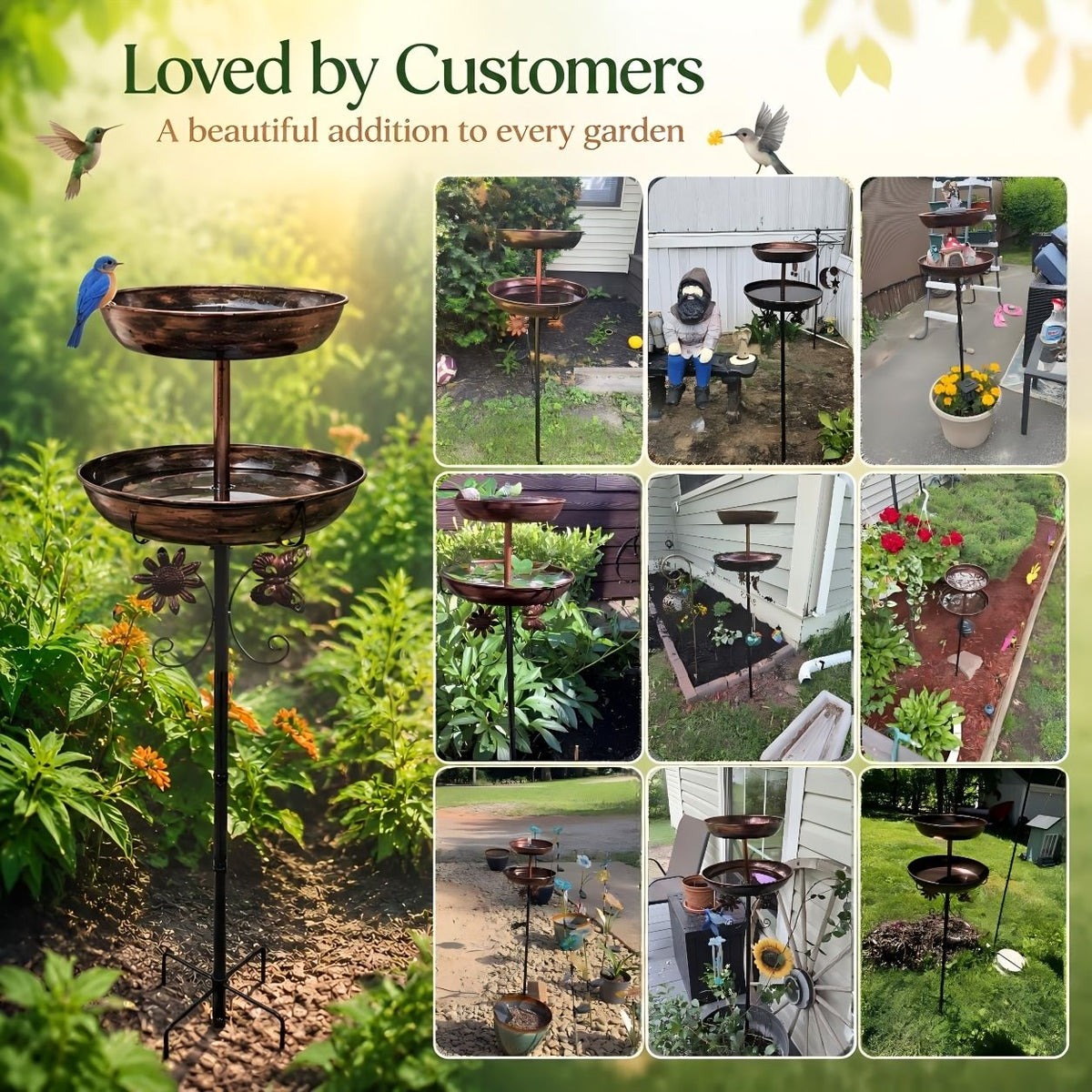 Double Layer Metal Bird Bath Tub