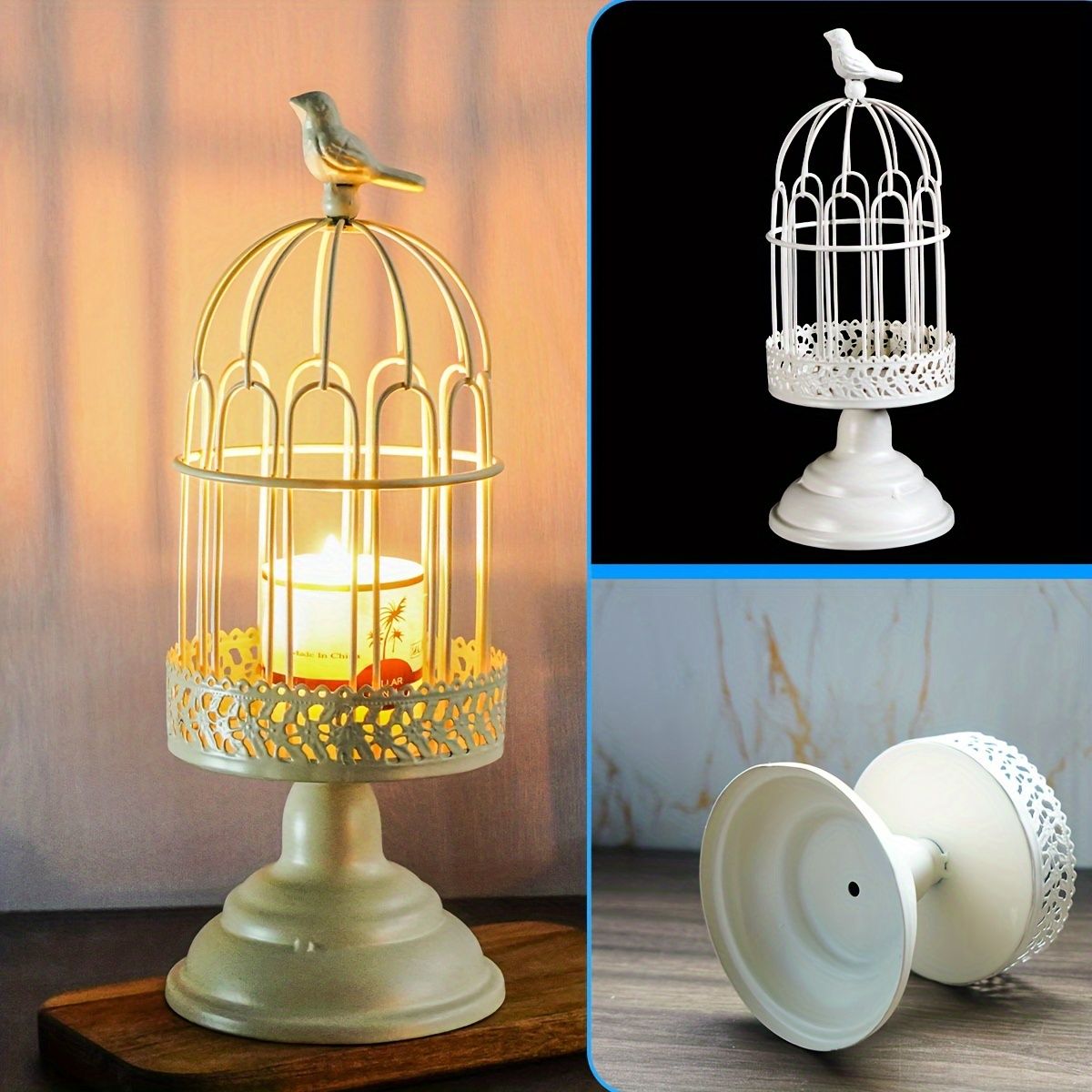 Vintage Birdcage Candle Holder Iron Candlestick
