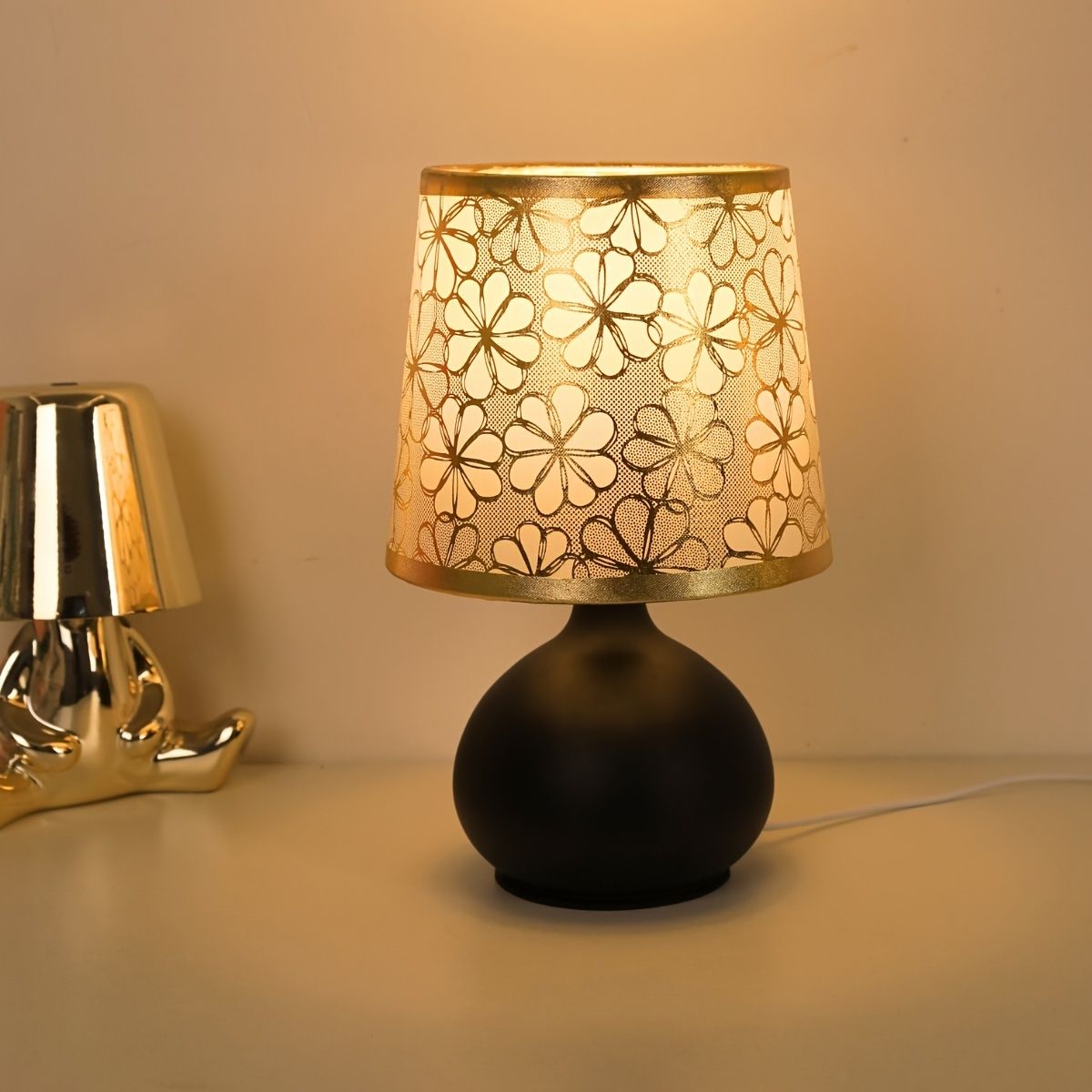 Vintage Fabric Table Lamp with Switch Button