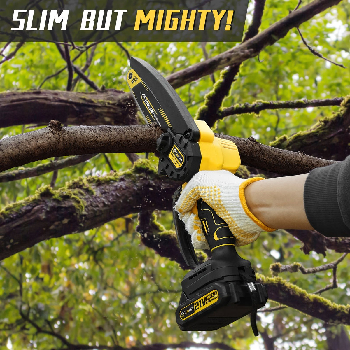 Cordless Mini Chainsaw with 2 Batteries and Toolbox