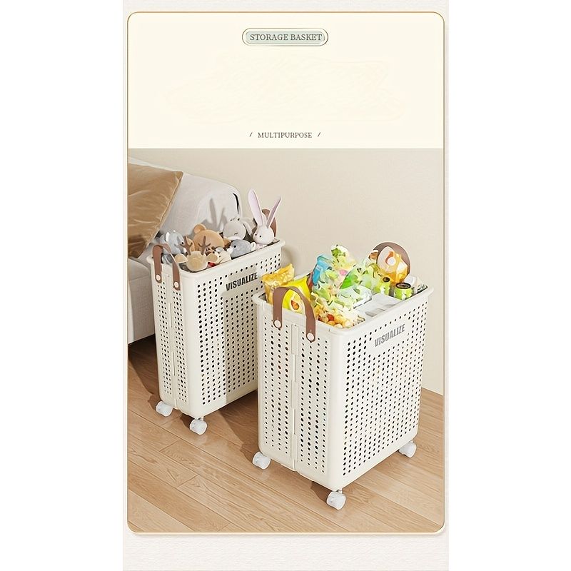 Rolling Laundry Cart With Lid And Handles