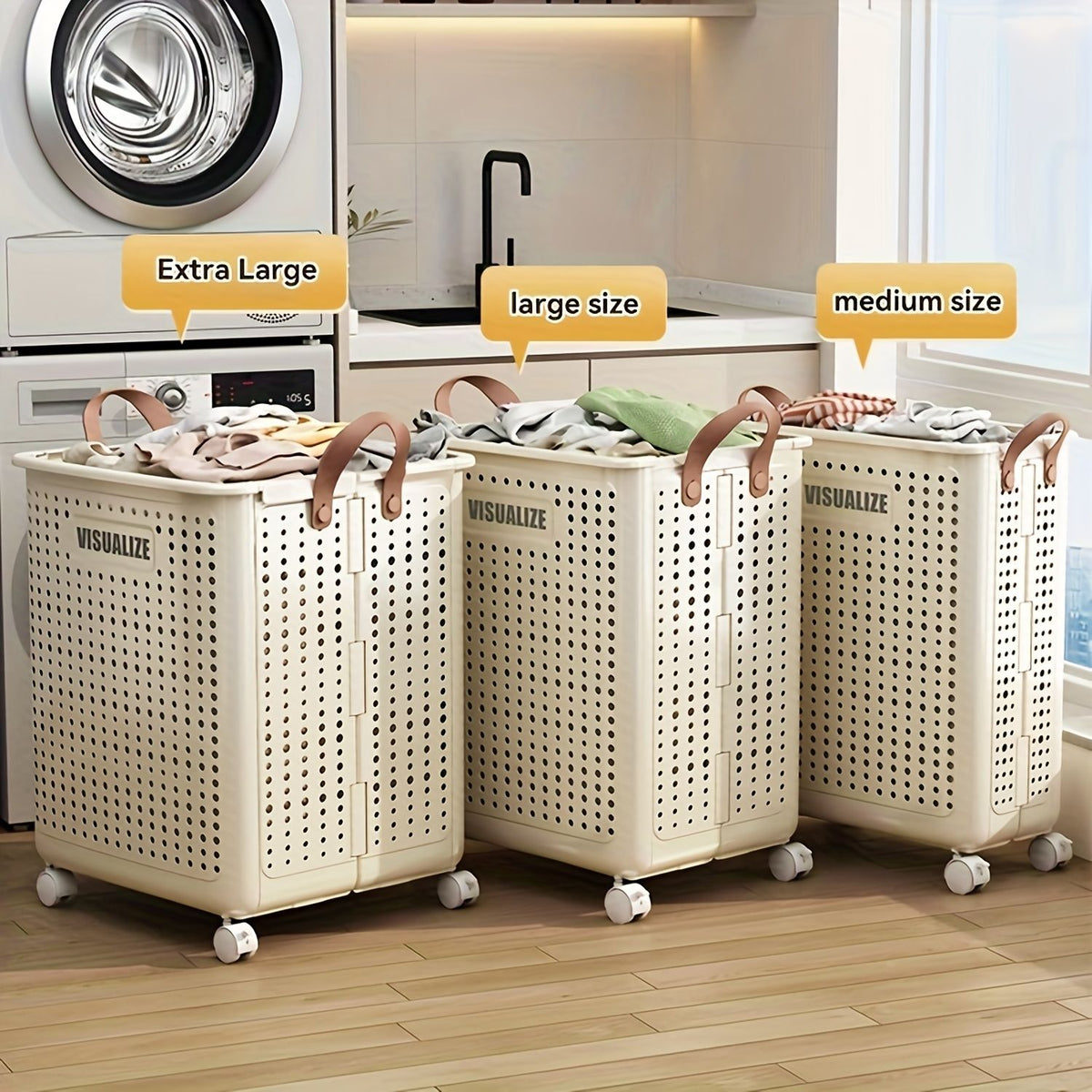 Rolling Laundry Cart With Lid And Handles