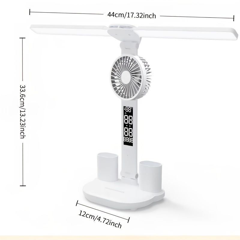 LED Desk Lamp with Cooling Fan and Pen Holders