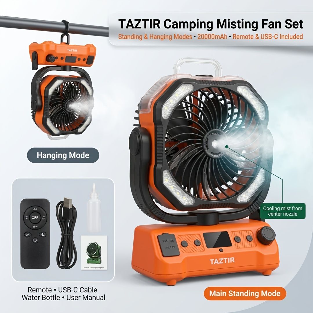 Portable Camping Fan Humidifier Lantern Power Bank