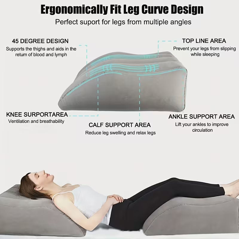 Inflatable Leg Pillow Microfiber Grey