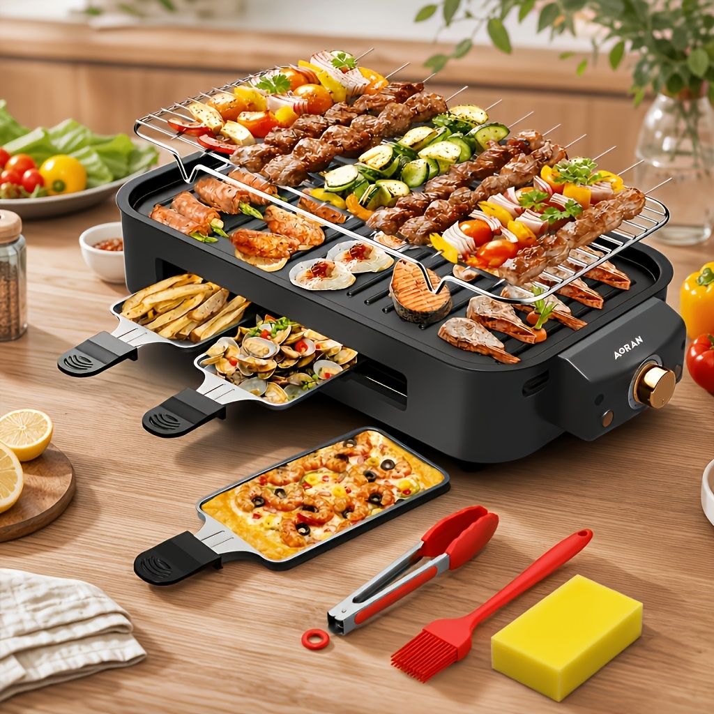 Electric BBQ Grill Nonstick Adjustable Temperature