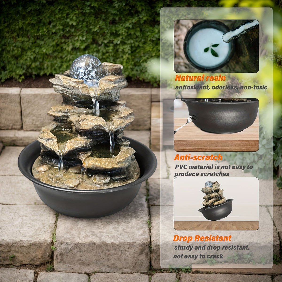 Rock Tabletop Indoor Fountain with LED Lights