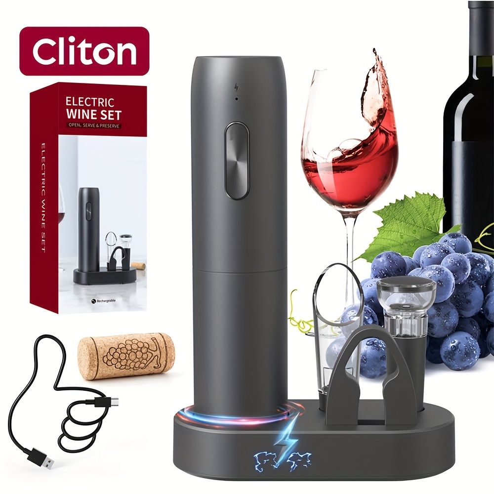 Rechargeable Electric Wine Opener Set with Vacuum Sealer