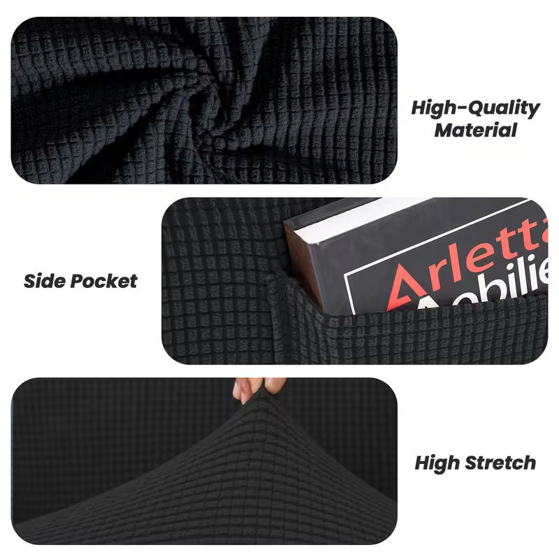 4-Piece Elastic Fleece Recliner Sofa Protective Slipcover Set