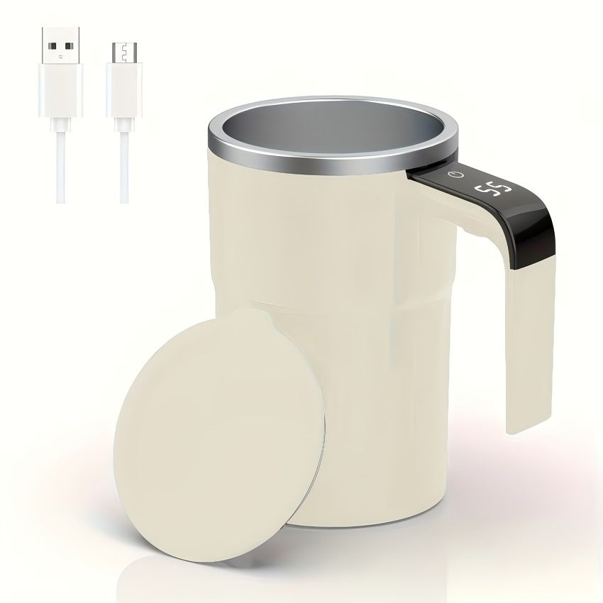 Rechargeable Self-Stirring Mug with LED Temperature Display