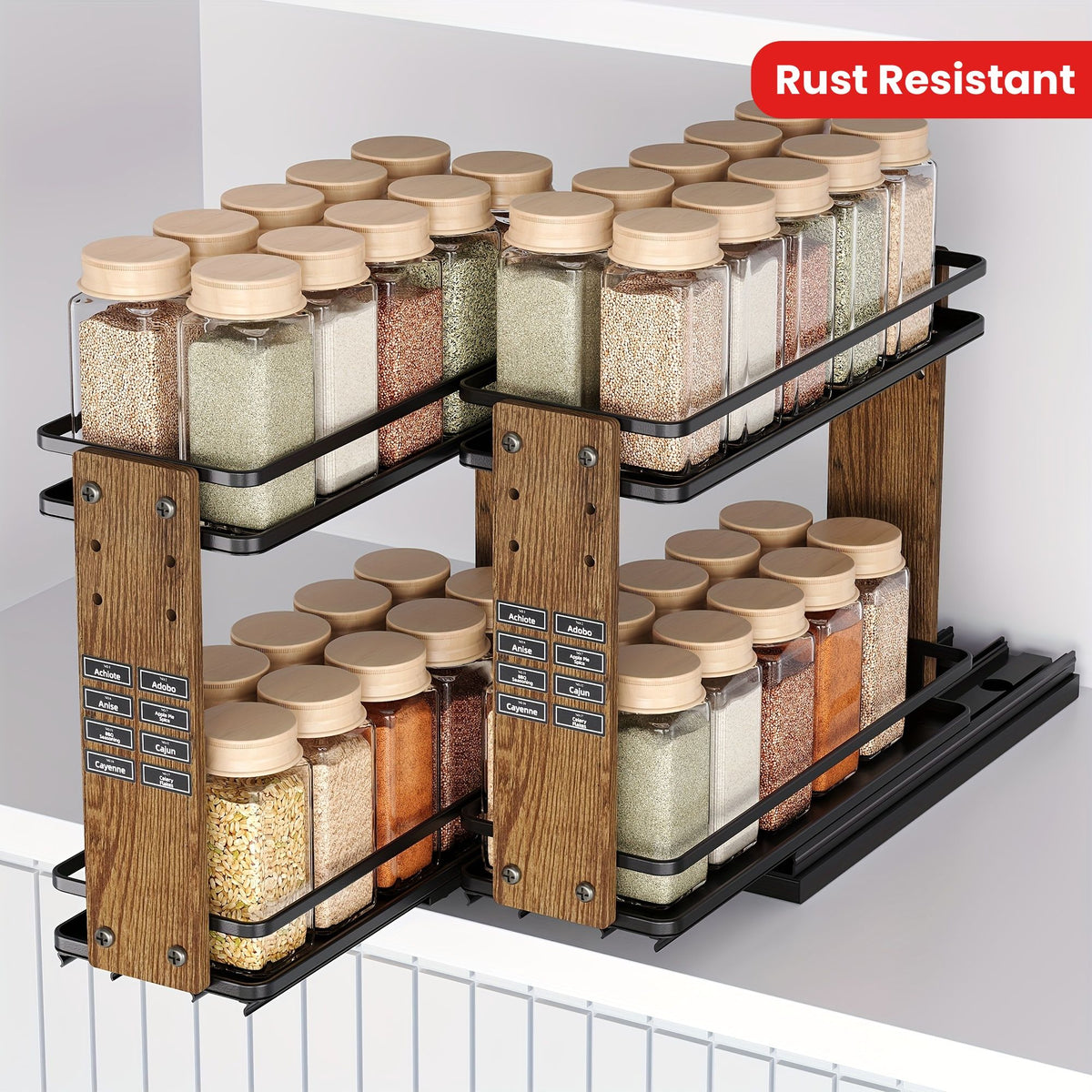 2-Piece Double Tier Pull Out Spice Rack