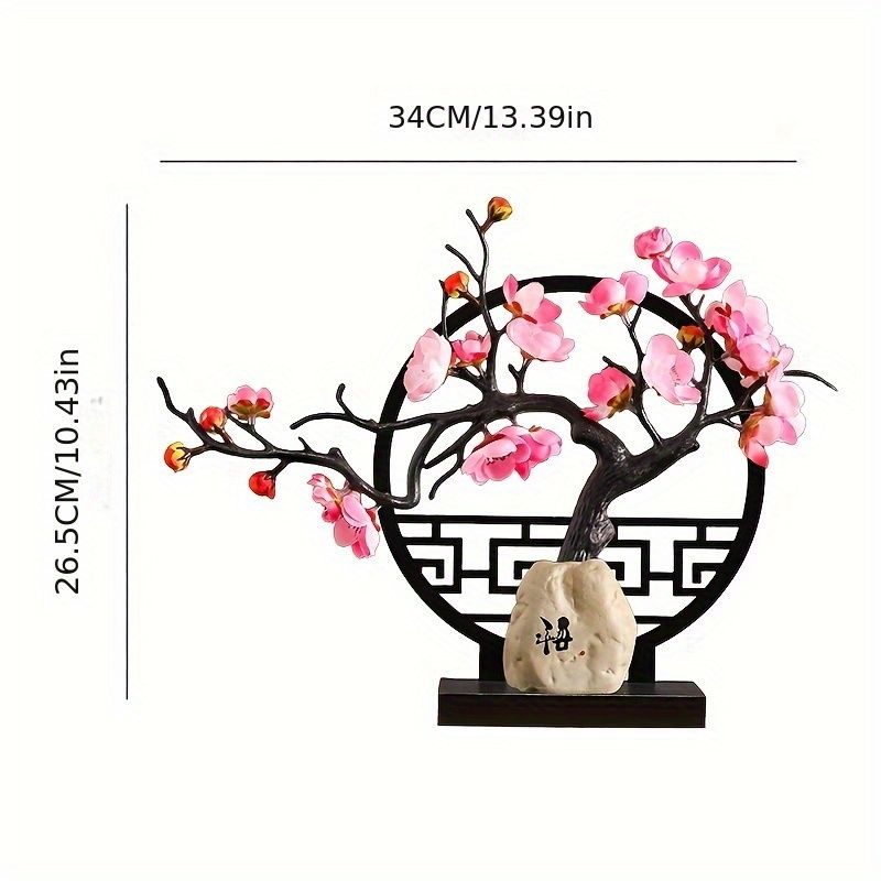 Artificial Plum Blossom Bonsai with Vase and Screen Base