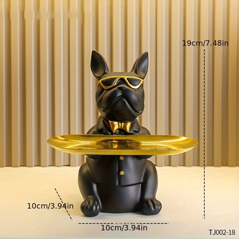 French Bulldog Resin Sculpture with Tray