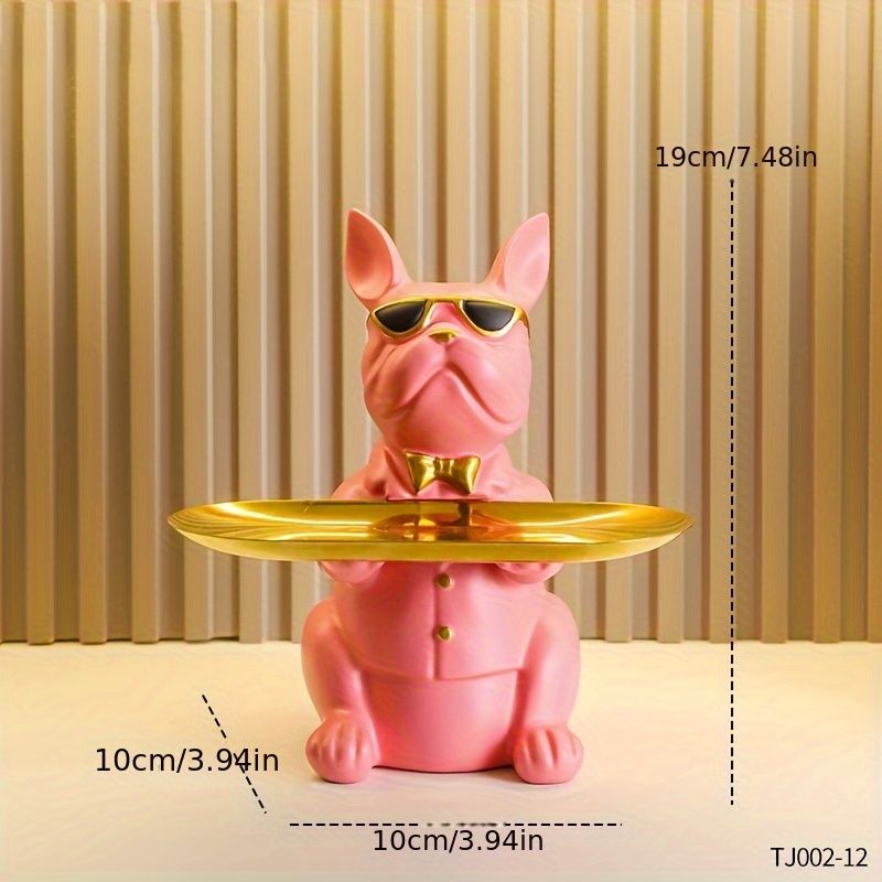 French Bulldog Resin Sculpture with Tray