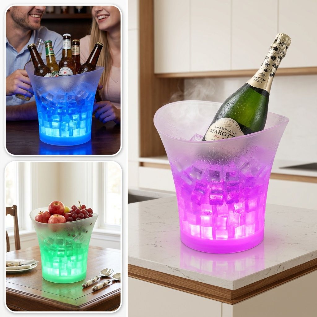 LED Colorful Glowing Beer Ice Bucket 5L