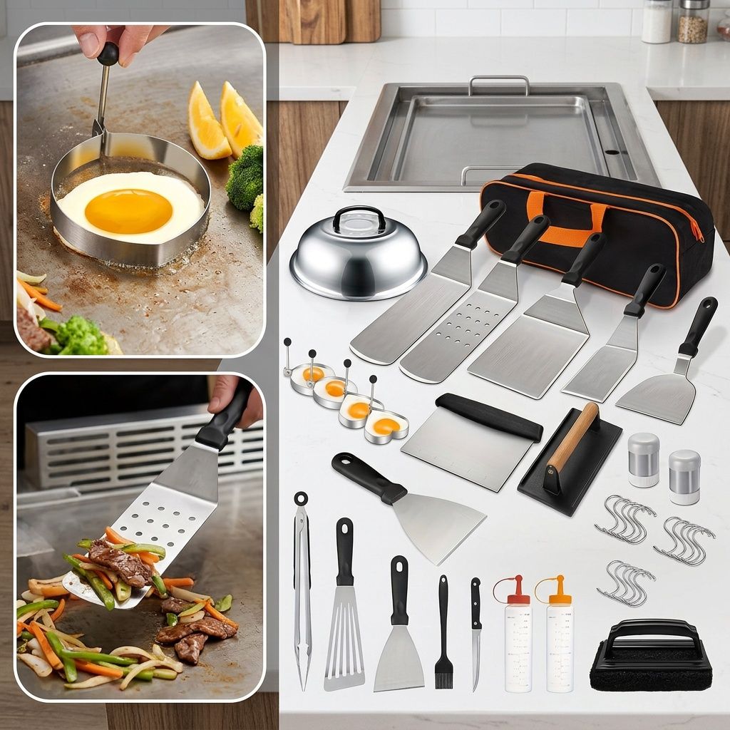 17-Piece BBQ Grill Set with Meat Press and Thermometer
