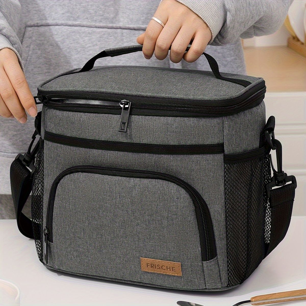 Insulated Lunch Bag Square Bento Cooler Tote