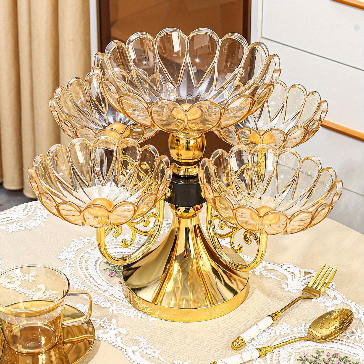 Rotating Multi-Layer Five-Plate Crystal Fruit Plate