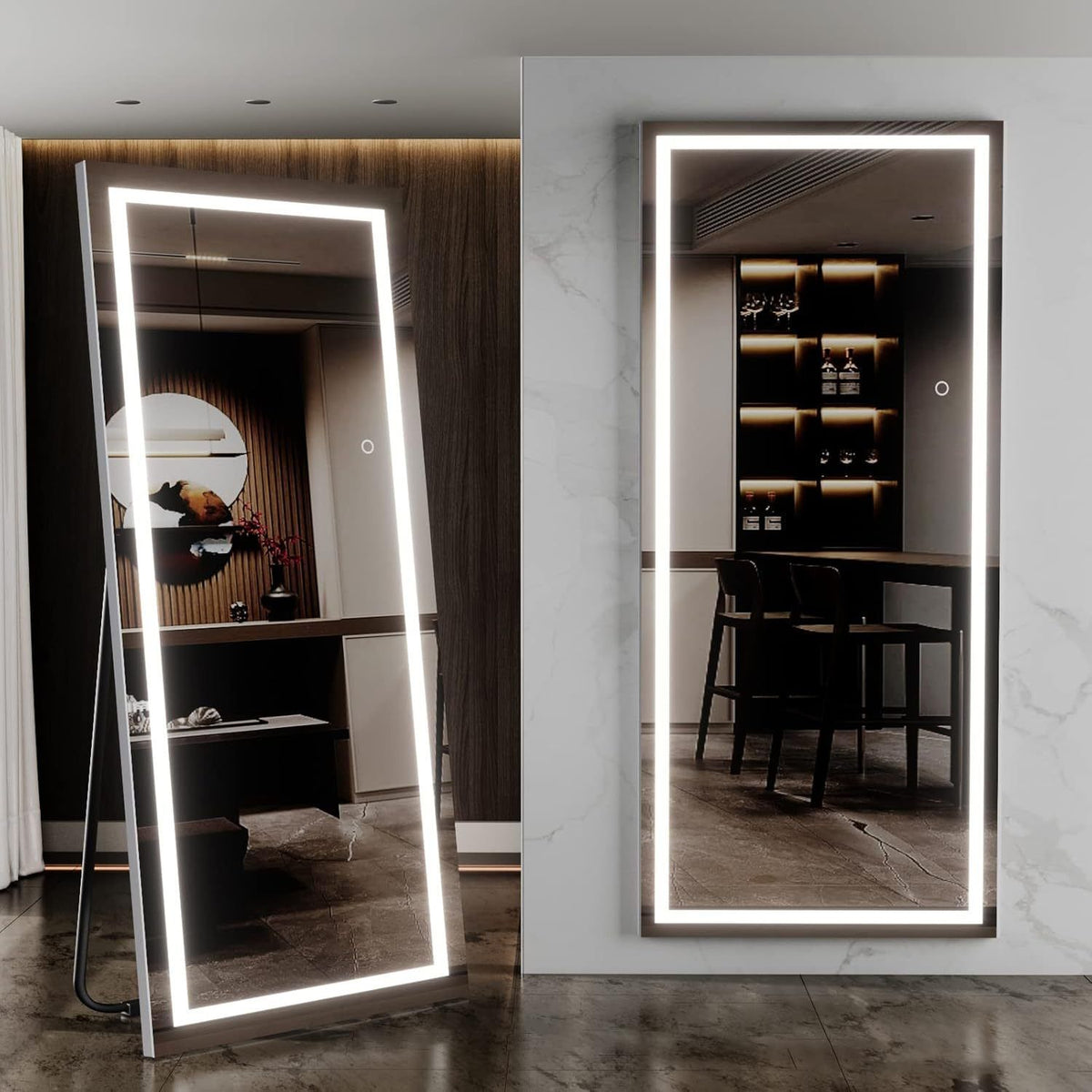 Full Length LED Lighted Standing Wall-Mounted Body Mirror