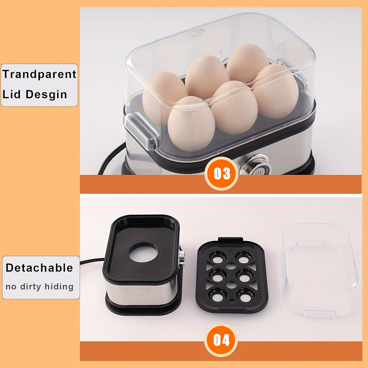 6-Egg Electric Egg Cooker with Auto Shut-Off