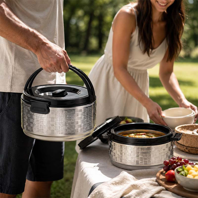5-Piece Stainless Steel Insulated Pot Set with Spoons