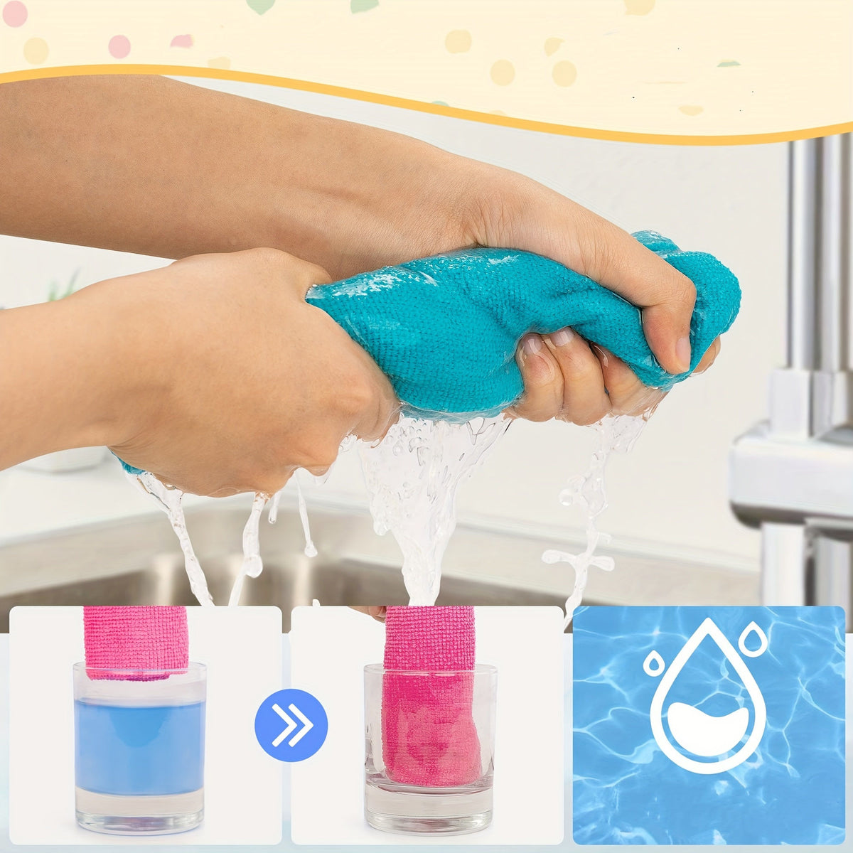 Colorful Multi Purpose Microfiber Cleaning Towels 50 Pack
