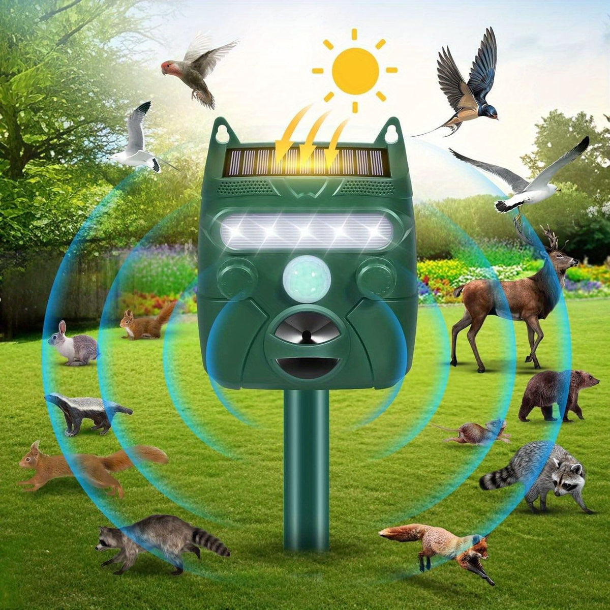 Solar Animal Repeller with Motion Activated Blinking LED