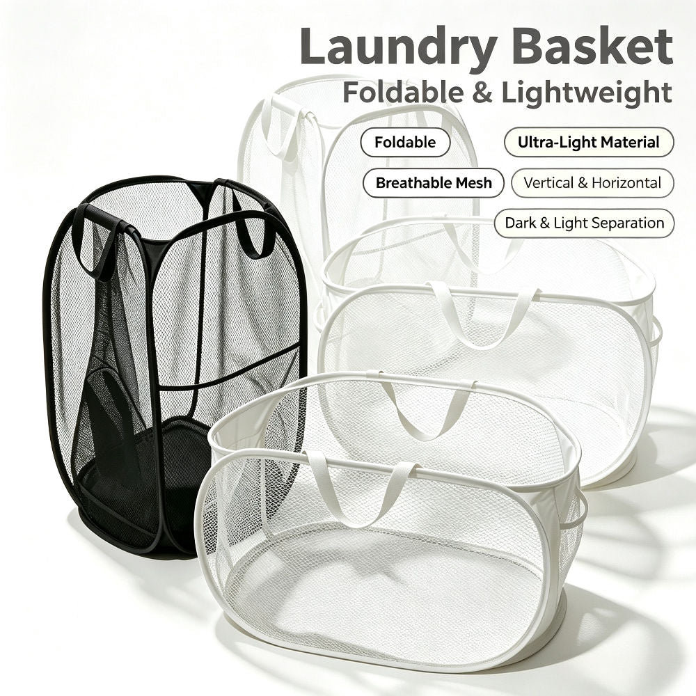 4-Piece Collapsible Mesh Laundry Basket Set with Handles