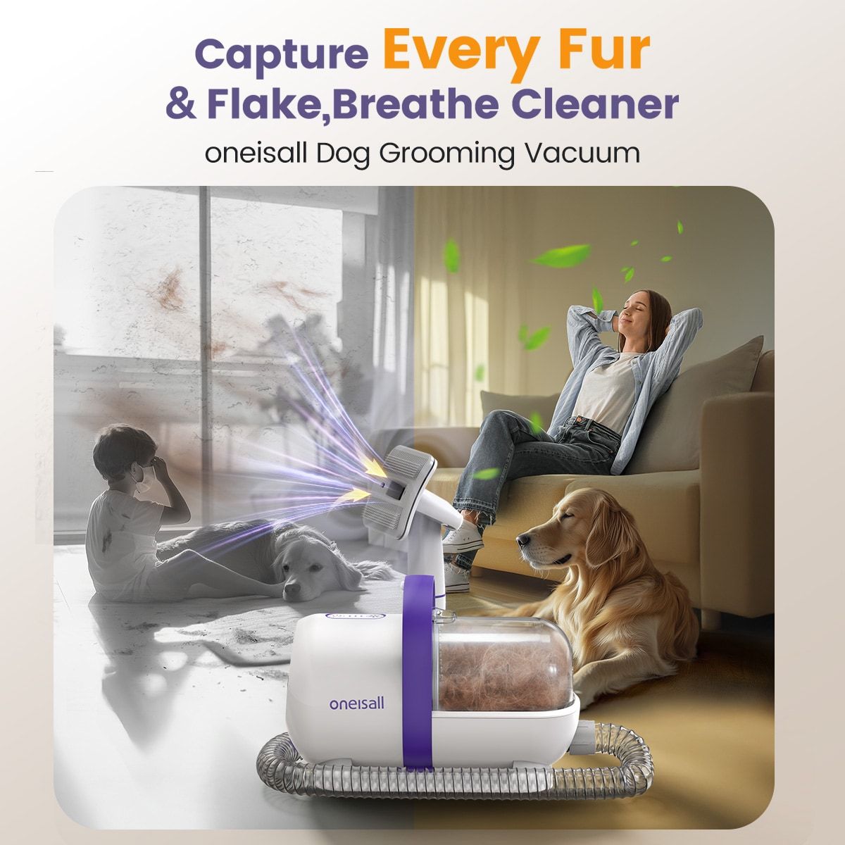 oneisall 4 in 1 Dog Grooming Vacuum Kit CW16016