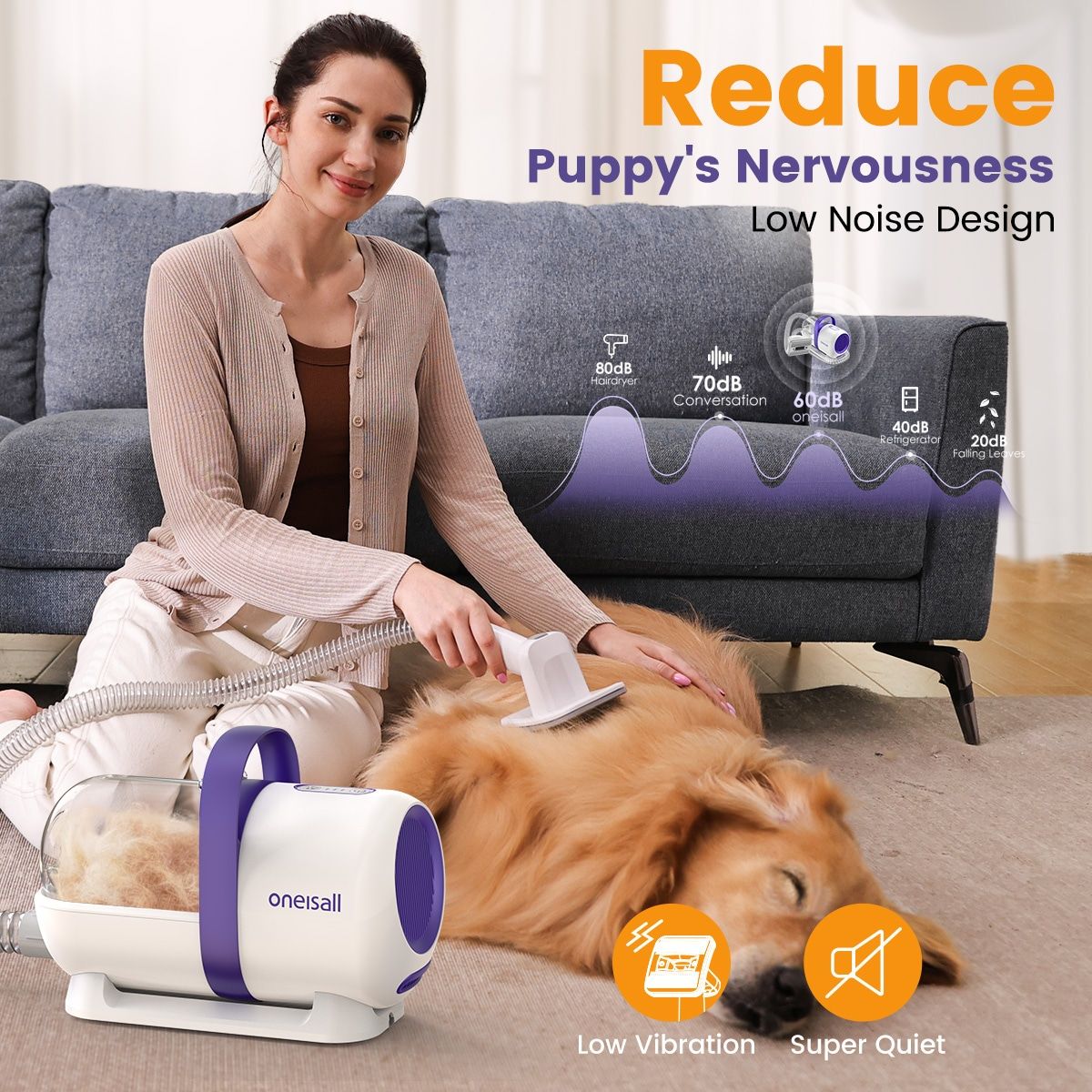 oneisall 4 in 1 Dog Grooming Vacuum Kit CW16016
