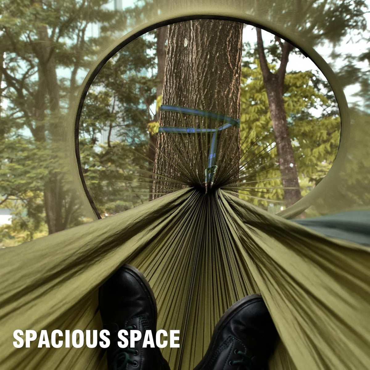 ITOPFOX Parachute Nylon Camping Hammock with Mosquito Net and Tree Straps