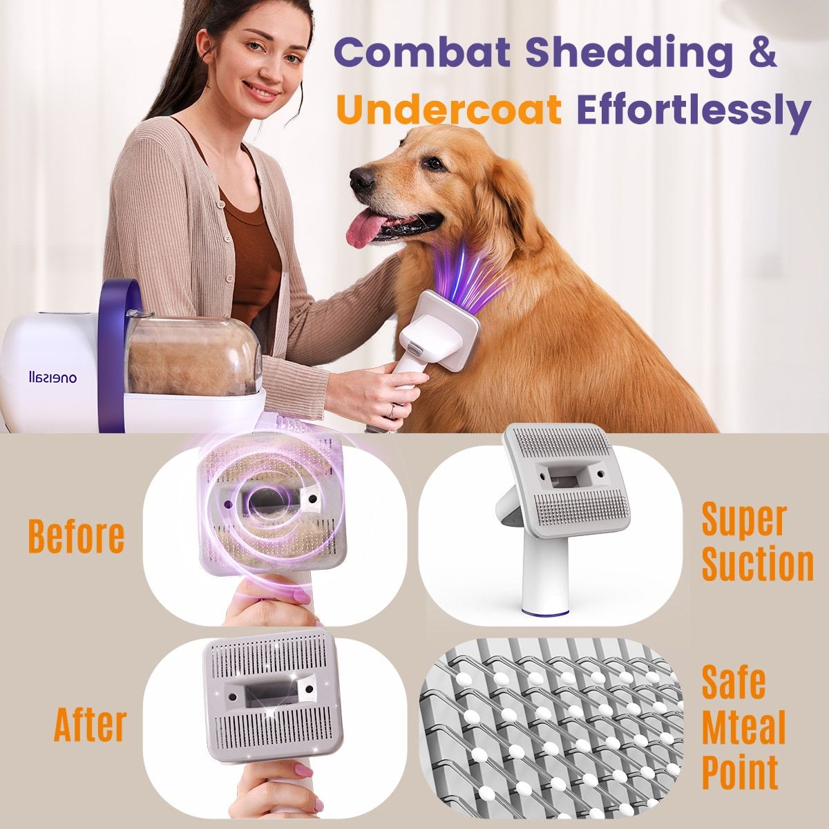 oneisall 4 in 1 Dog Grooming Vacuum Kit CW16016