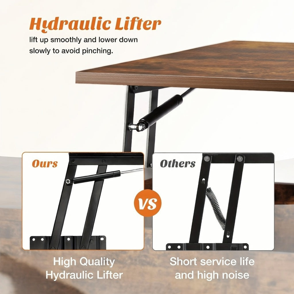 Lift Top Coffee Table with Storage, Wooden Living Room Center Table