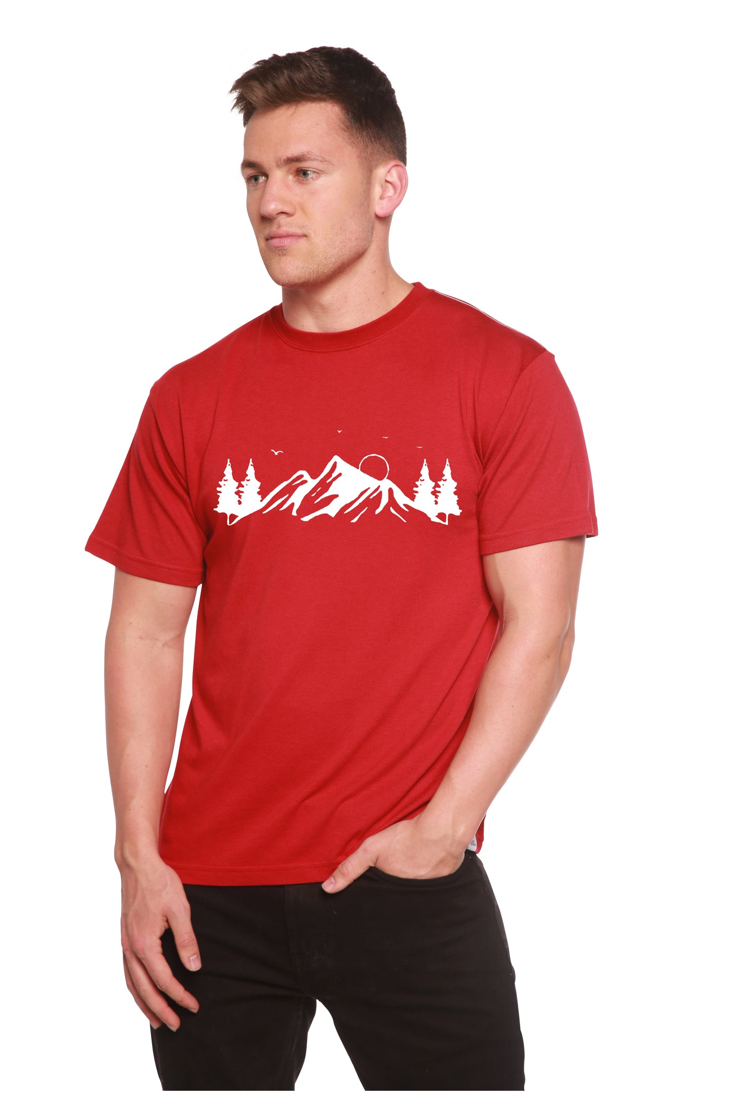 Men's Bamboo Viscose/Organic Cotton Short Sleeve T-Shirt with Print Mauna Kea