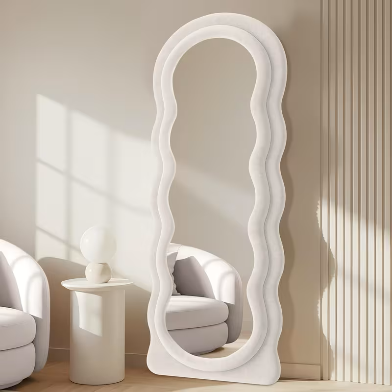 63x24-Inch Arched Flannel Full Length Floor Mirror