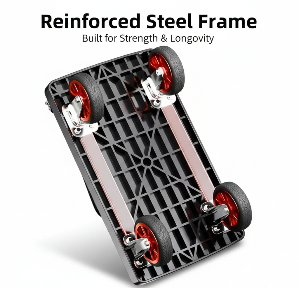 Heavy Duty Folding Platform Cart-350/660/820 lb-Flatbed Hand Truck with Strap